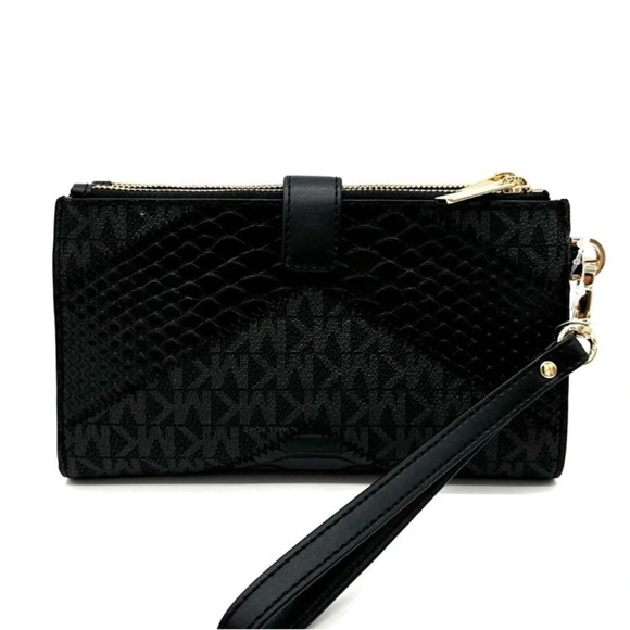 Michael Kors Large Double Zip Wallet Wristlet Black Multi - Picture 5 of 9